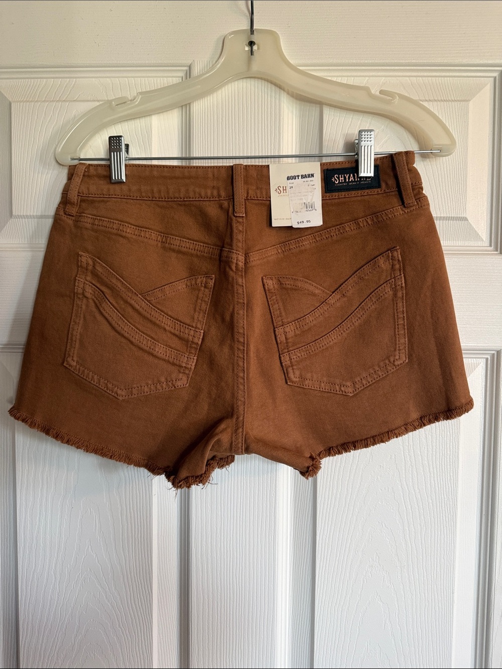 Shyanne Rust Brown Frayed Hem Denim Cutoff Shorts